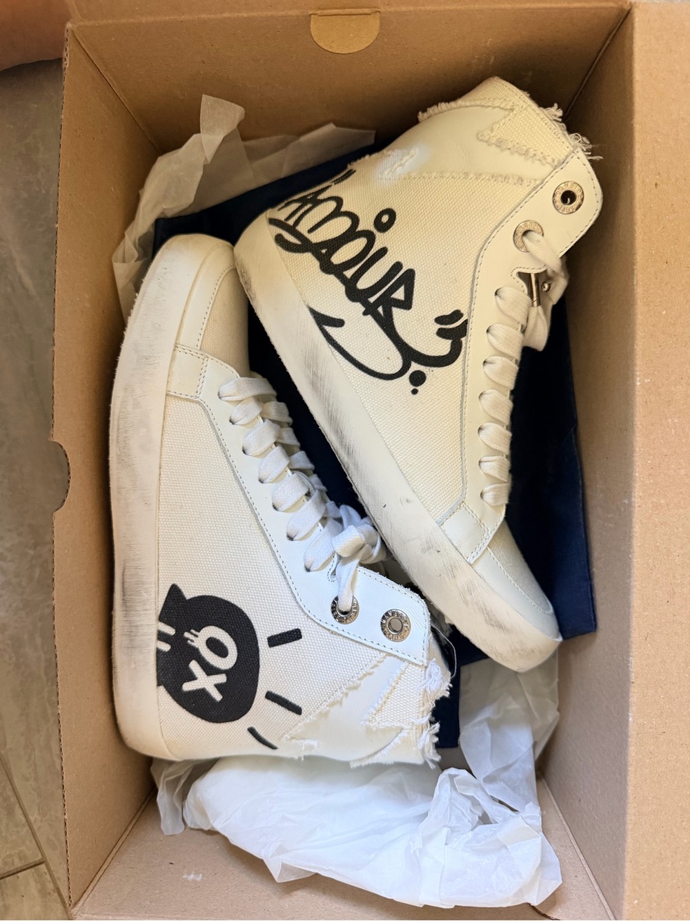 NIB Zadig & Voltaire ZV1754 Jormi Amour Skull High Top Canvas Sneakers 36,37,38